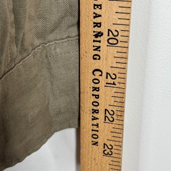 Quince Linen Long Sleeve Top M Olive Green Minimalist Safari Lightweight Button - Picture 10 of 11